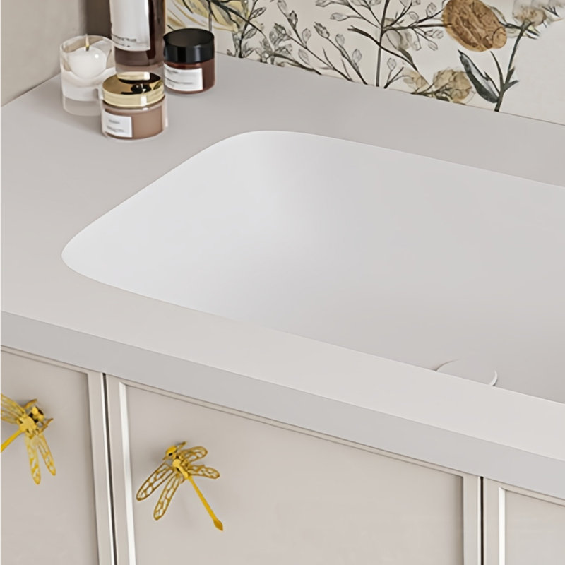 Armoire de salle de bain légère de luxe de style crème, 59"