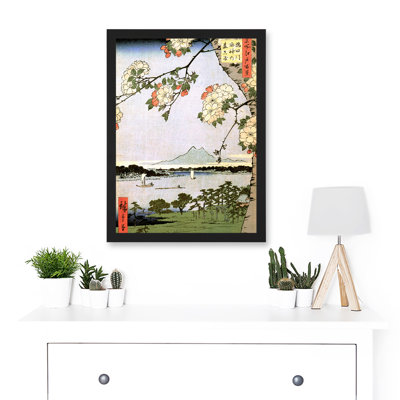 Japanese Woodblock Cherry Blossom Ships On Water - Single Picture Frame Art Prints