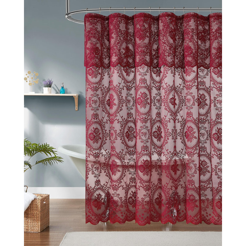Rideau de douche Sharon Goth, H 72 po x l 72 po, Bourgogne