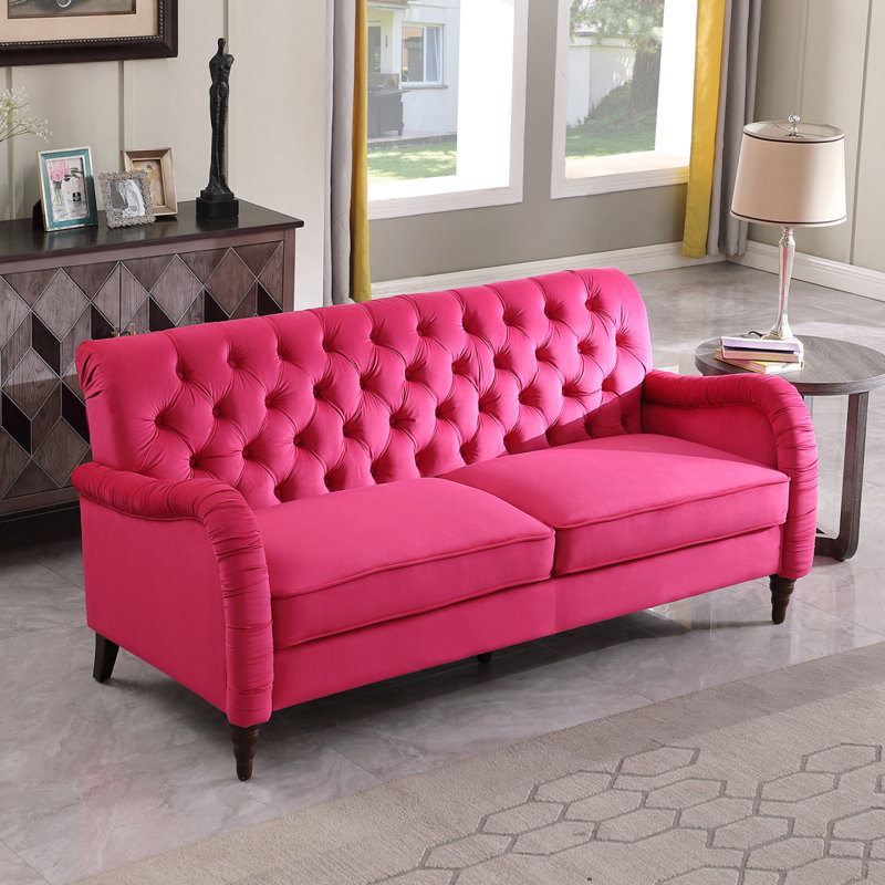 Canapé moderne à 3 places Chesterfield, Rose Red