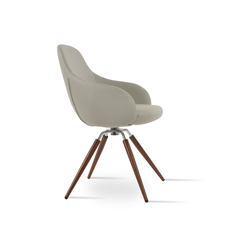 Fauteuil pivotant Gazel Carrot, Gris clair, Noyer