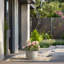 Grand pot / pot rond en béton avec trous de drainage-621437565-621437560