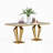 7-Piece Dining Set with Marble-Print Tabletop and Upholstered Chairs – Velvet & PU Options, Stainless Steel Legs-763200895