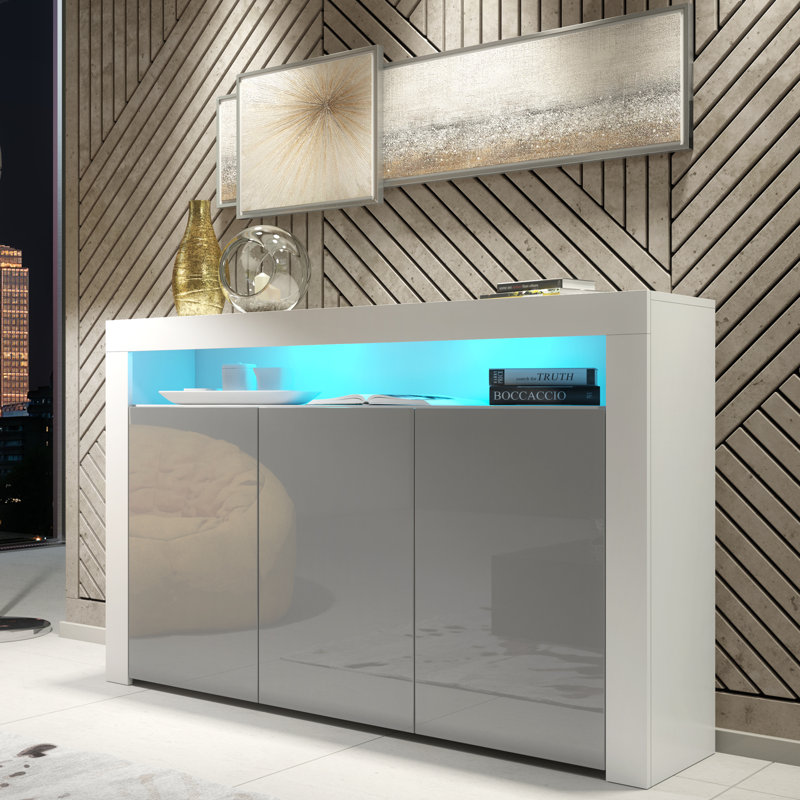 Argyro 393.7cm Sideboard, White Grey