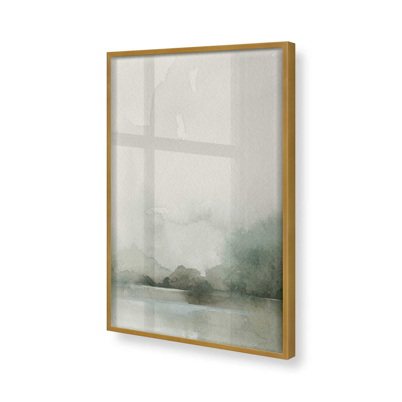 Muted Green Tranquillity I Print, 15.25" H x 12.25" W, Gold Single Picture Frame, 110