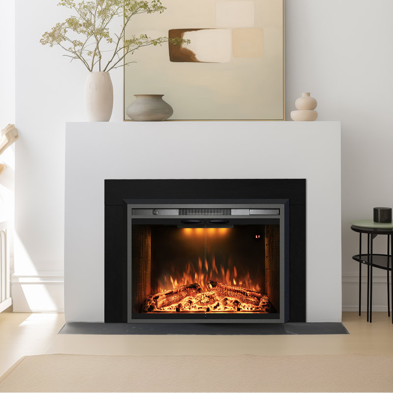 Aadila Electric Fireplace Insert with Trim Kit, 29.52" H x 41.92" W x 8.80" D