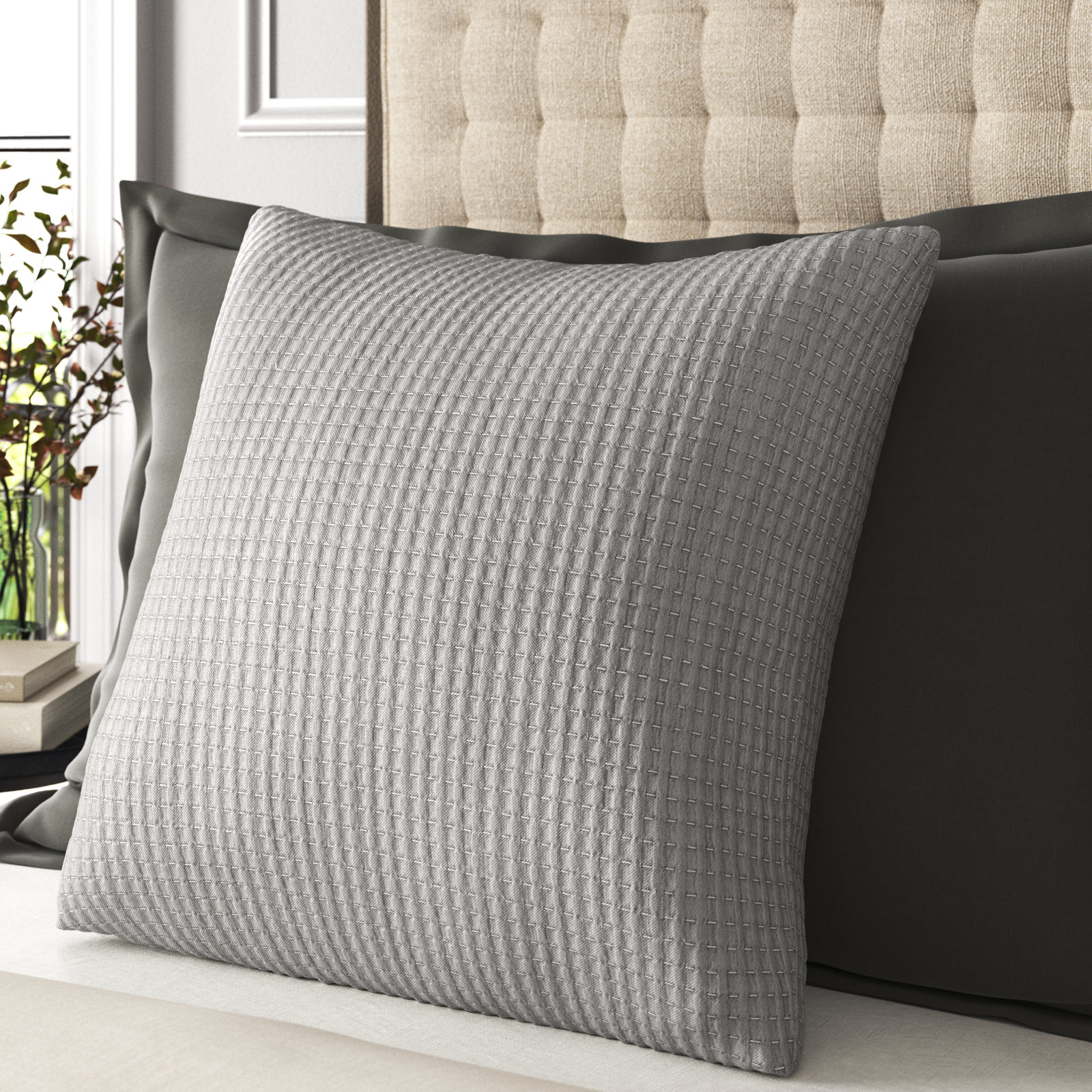 Maybell 100% Cotton Envelope Sham, Euro, Ash