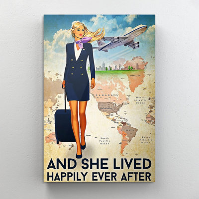 " Flight Attendant And She Lived Happily Ever After Navy Uniform "