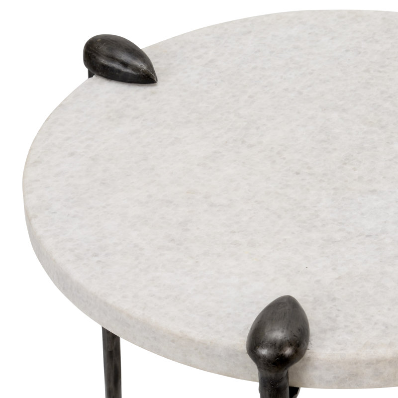Tate Marble End Table, Raw Steel