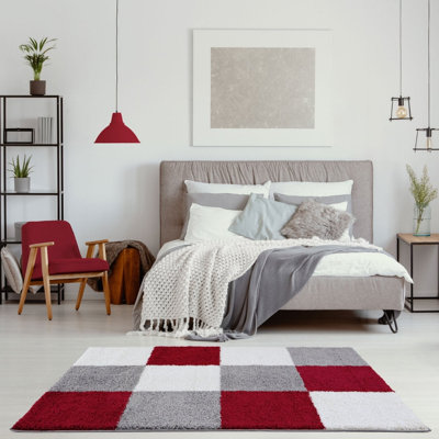 Myshaggy Collection Rugs Geometric Design in Red