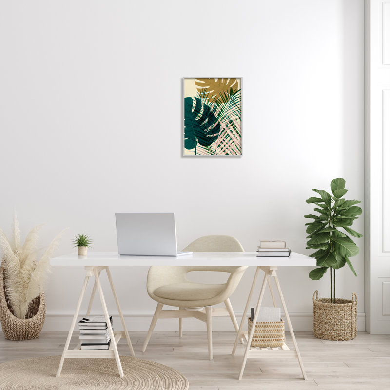 «Warm Summer Palms», arrangement de plantes tropicales, Abstraction moderne par Ian Winistanley, H 20 po x l 16 po x P 1,5 po