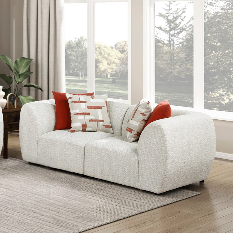 Causeuse modulaire moderne avec revêtement en chenille et ressorts ensachés