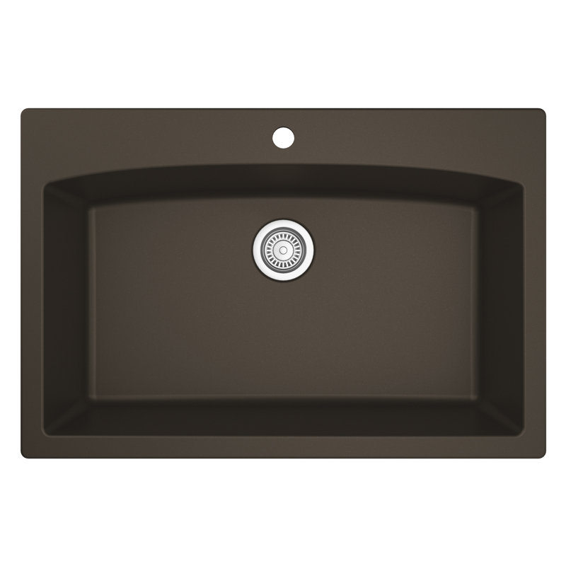 Karran Drop-in Quartz Composite 33'' X 22'' 1-Hole Single Bowl Kitchen Sink, Brown