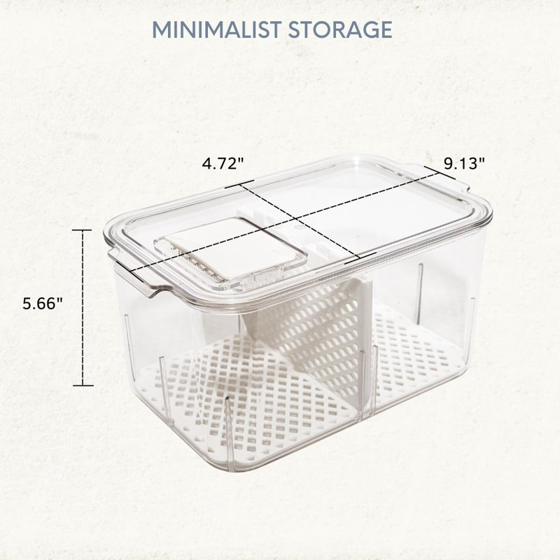 Clear Acrylic Stackable Refrigerator Bin Set with Divider