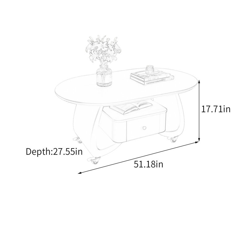 Fralick, H 17,71 po x L 51,18 po x l 27,55 po, Noir / blanc