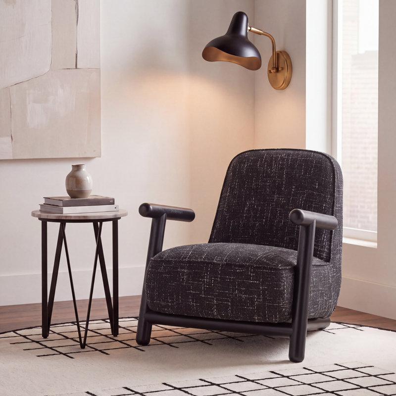 Fauteuil de 28,7 po de largeur Leisel, Polyester noir / blanc