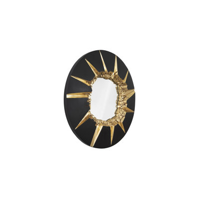 Circular Cracked Mirror, Black & Gold
