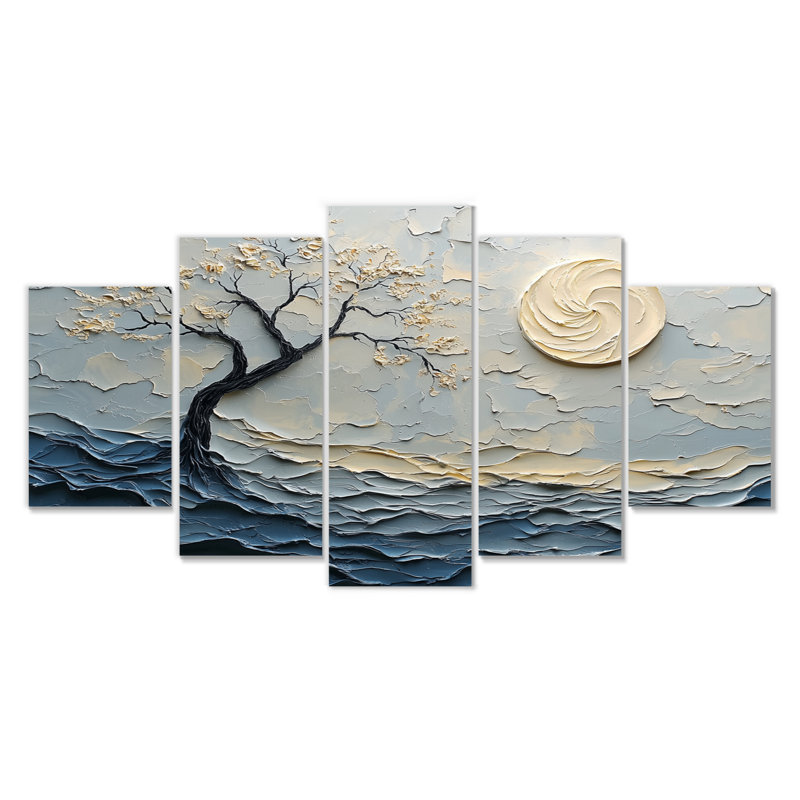 Arbre africain dans des tons gris et blancs - Ensemble de décoration murale arbre africain