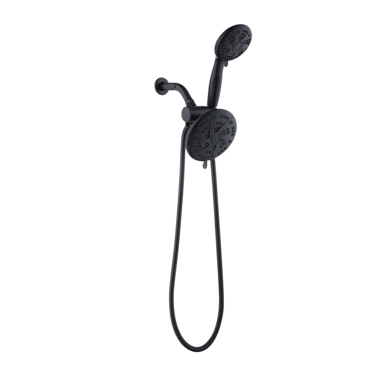 6-Spray Dual Shower Head & Handheld Combo, Adjustable, Water-Saving 1.8 GPM, Leak-Resistant, Wall-Mounted, Matte Black