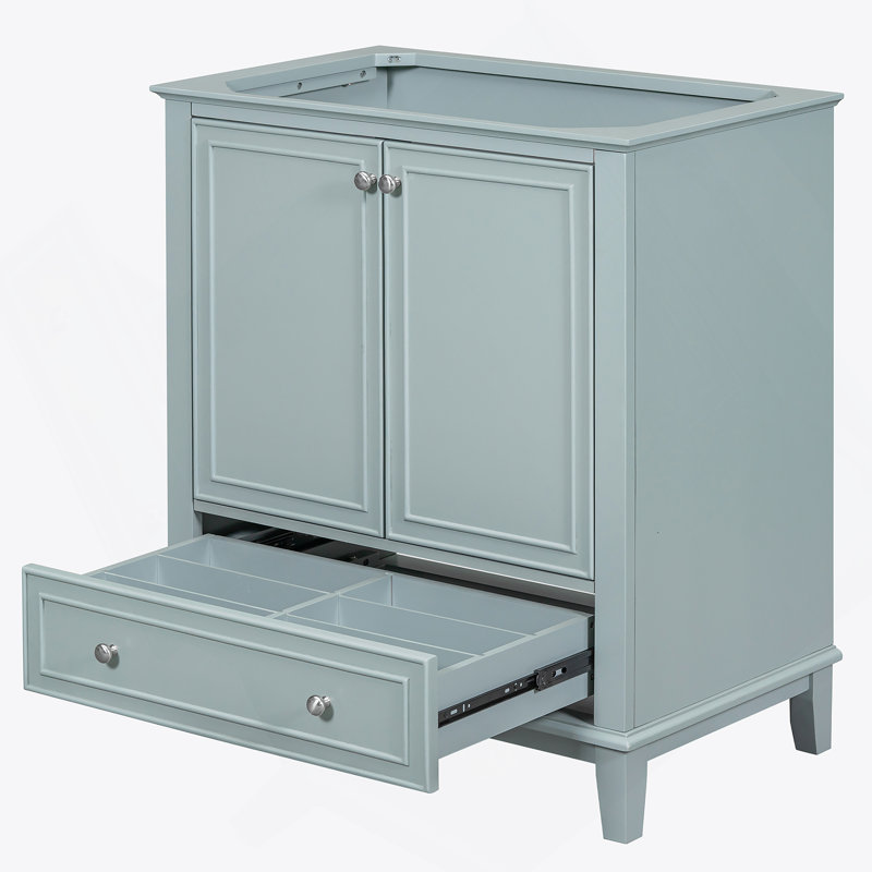 Meuble-lavabo 30 po sans lavabo, base seulement, armoire de salle de bain multifonctionnelle avec portes et tiroir, Vert