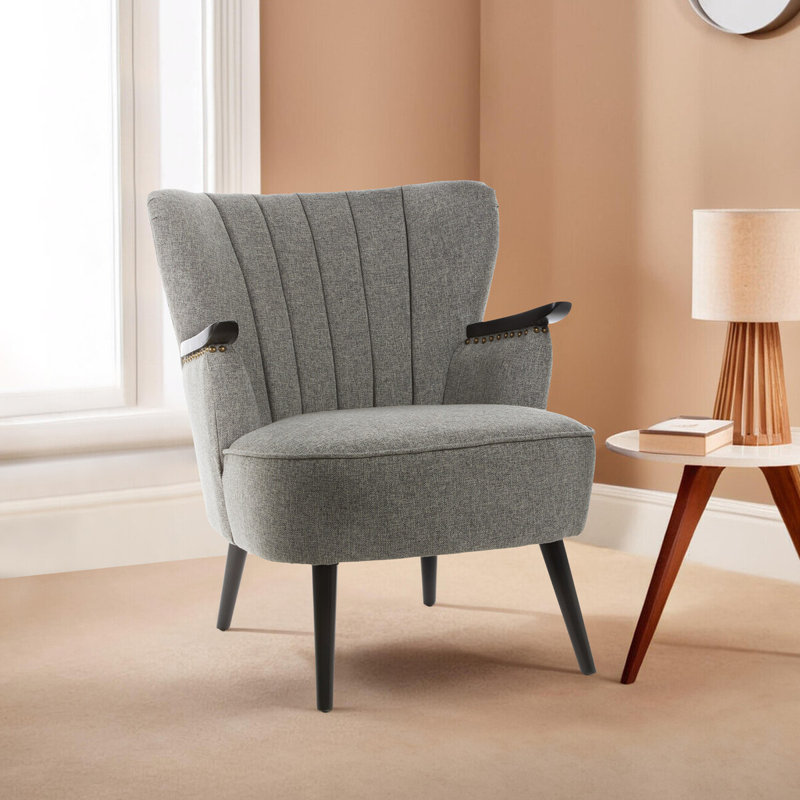 Alder Creek Upholstered Wingback Chair, Grey, Black