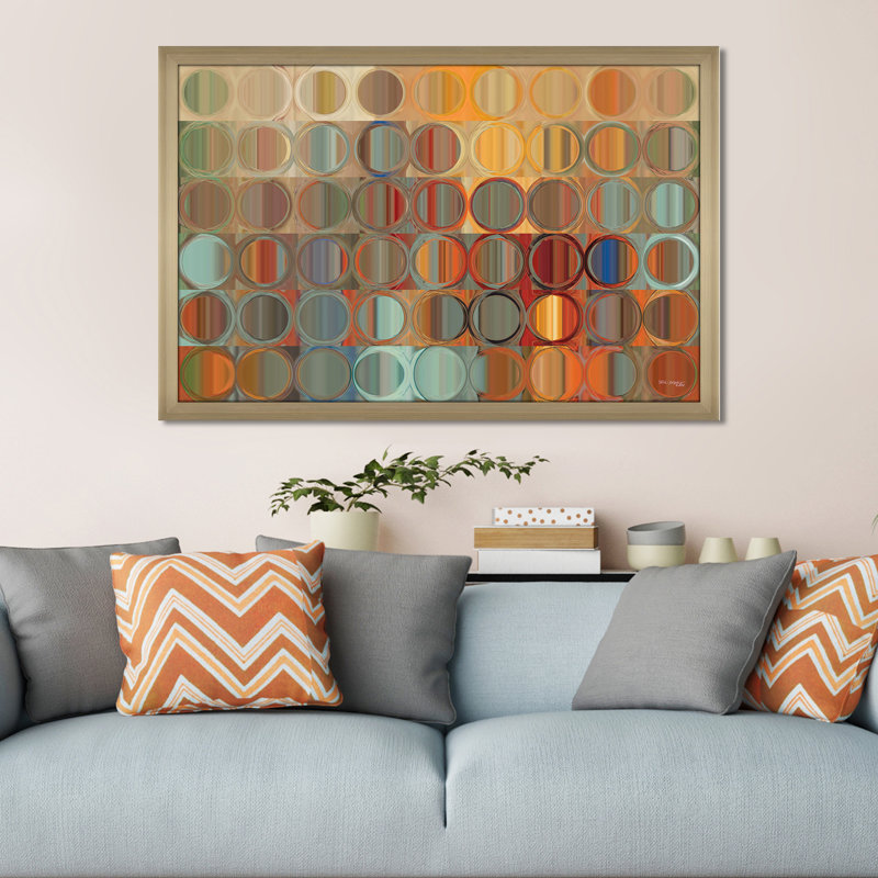 Circles and Squares 15 by Mark Lawrence - Graphic Art on Canvas, 21.5" H x 27.5" W x 0.75" D, Champagne Framed