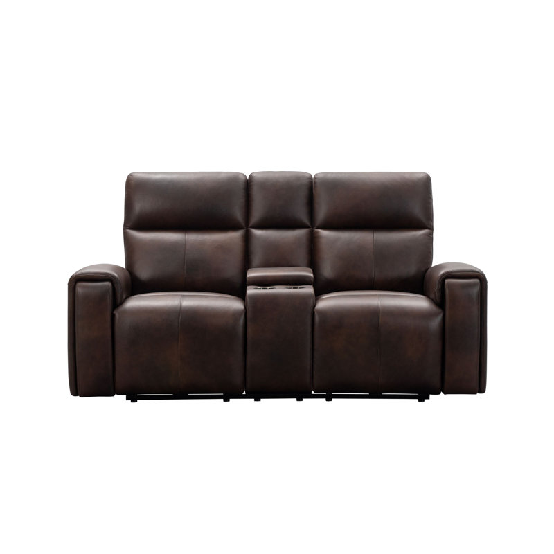 Canapé inclinable à accoudoirs carrés en cuir véritable de 77 po Ashlon