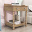Table de chevet en bois avec tiroir, tablette ouverte et pieds tournés-1272673418