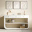 Modern Curved Console Table, 3 Soft-Close Drawers & 2 Open Shelves, Solid Wood Base, Entryway Table-186542291