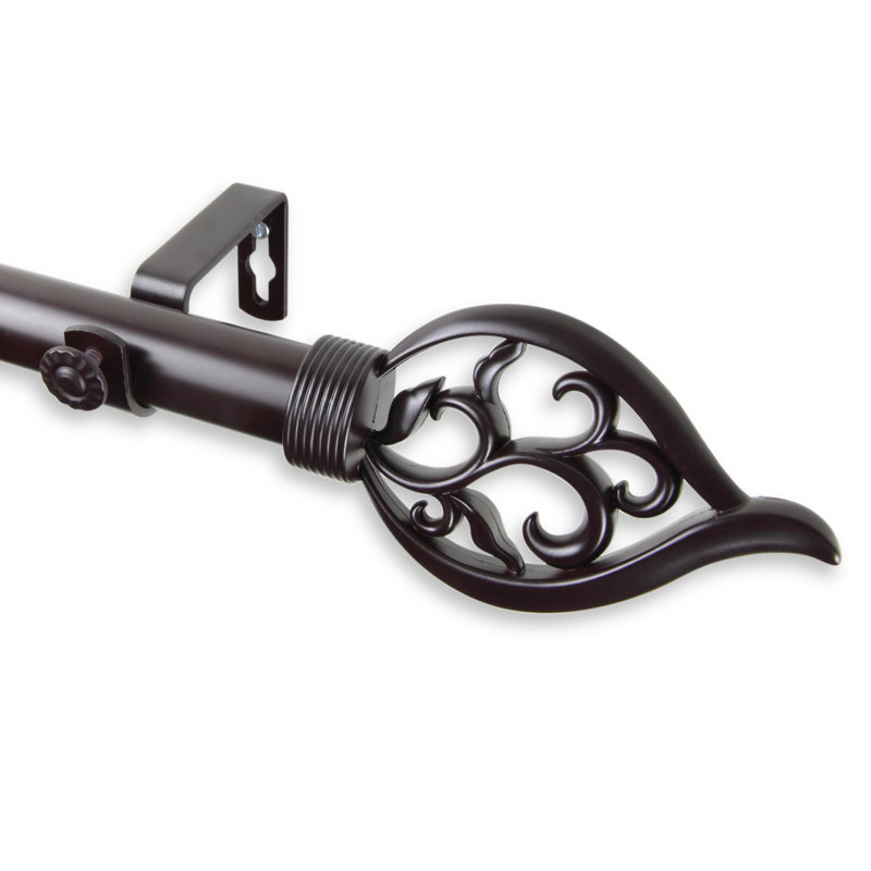 Tringle à rideaux simple Rinker, De 28 po à 48 po de largeur, Acajou