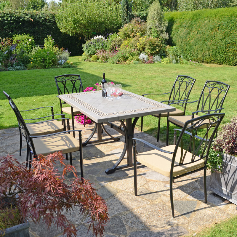 Burlington Dining Table with 6 ASCOT Chairs Garden Set