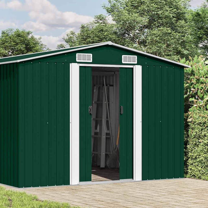 Pamlico 8.43 ft. W x 0 ft. D Metal Traditional Storage Shed, 148.8" W, Green