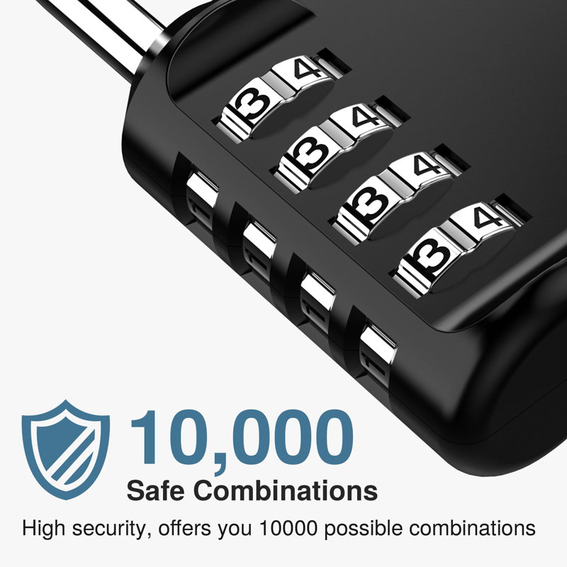 10 Pack Black Zinc Alloy 4-Digit Combination Padlocks