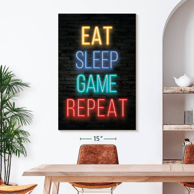 Neon Eat Sleep Game Répétition sur toile