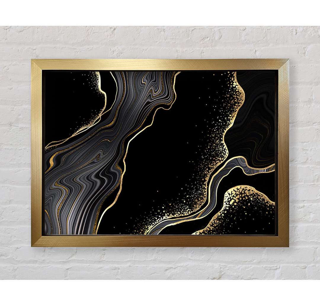 Black And Gold Flakes - Einzelner Bilderrahmen Kunstdrucke