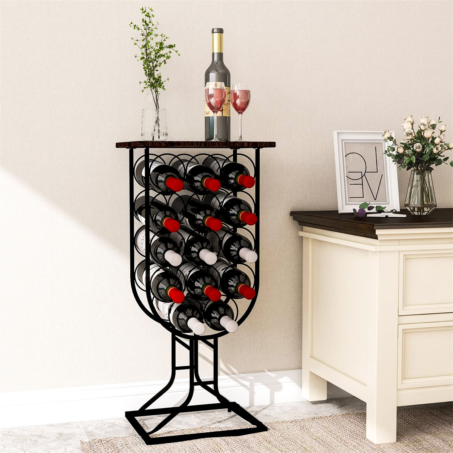 Borough Wharf Colwich 14 Bottle Floor Wine Bottle Rack in Dark Brown
