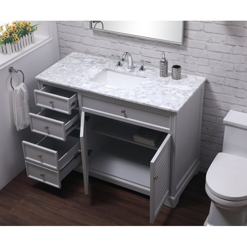 Closter 48'' Single Bathroom Vanity with Marble Top, Gray