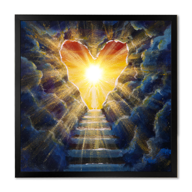 Stairway to He Heaven - Peinture, Impression noire sur toile encadrée, H 16 po x l 16 po x P 1 po