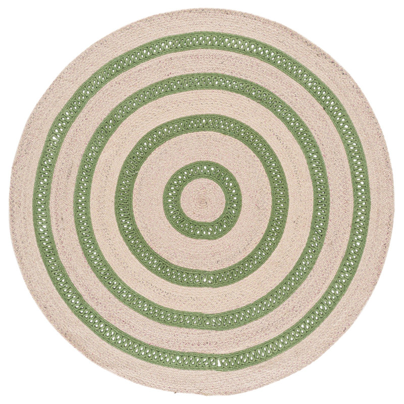 Tapis d'intérieur tressé à la main sans motif, Rond 6 pi 0 po x 6 pi 0 po