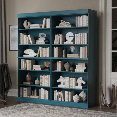 Bibliothèque modulaire haute à 12 étagères, 100 % bois massif, avec étagères réglables et rangement ouvert, 162,5 cm (L) x 181,5 cm (H)