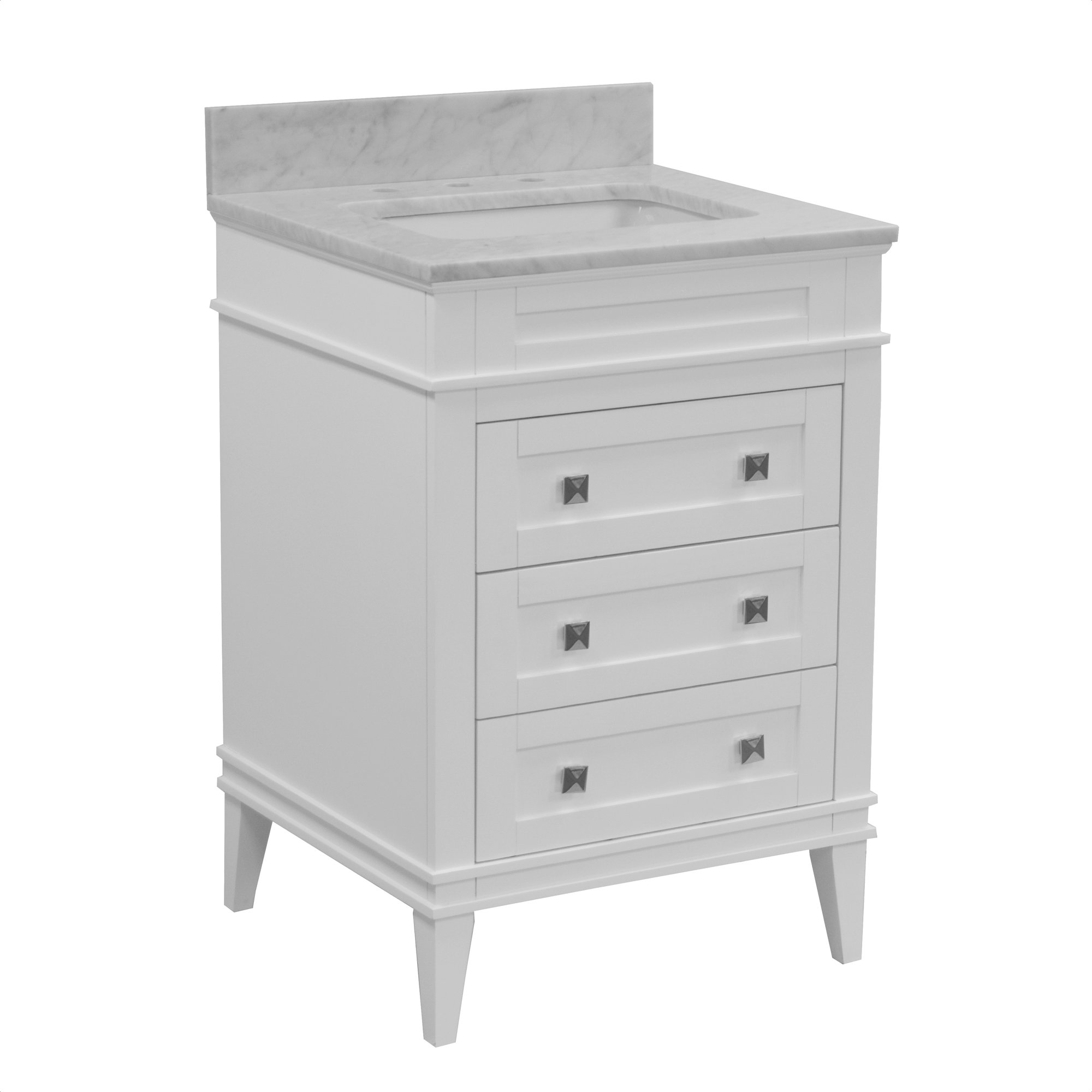 Frankfurt 24'' Single Bathroom Vanity, Carrara Marble, White