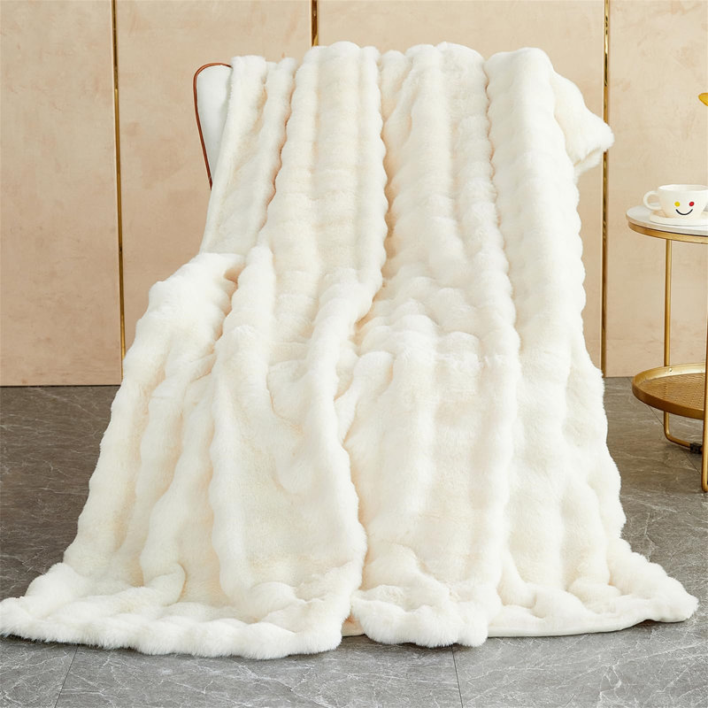 Ashritha Throw Blanket, White, 160cm x 100 cm