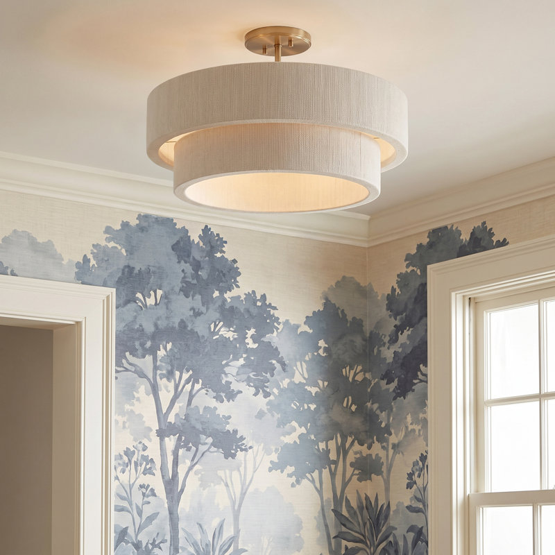 Luminaire suspendu tambour en laiton 4 lumières