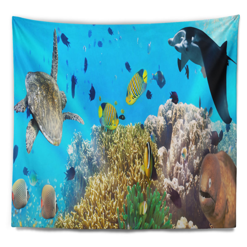 Photographie sous-marine avec des créatures marines, H 32 po x l 39 po