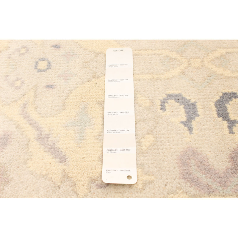 Tapis de couloir beige/gris en Tapis décoratif laine noué à la main New Age Ushak de conception unique 2 pi 7 po x 10 pi Brookelle
