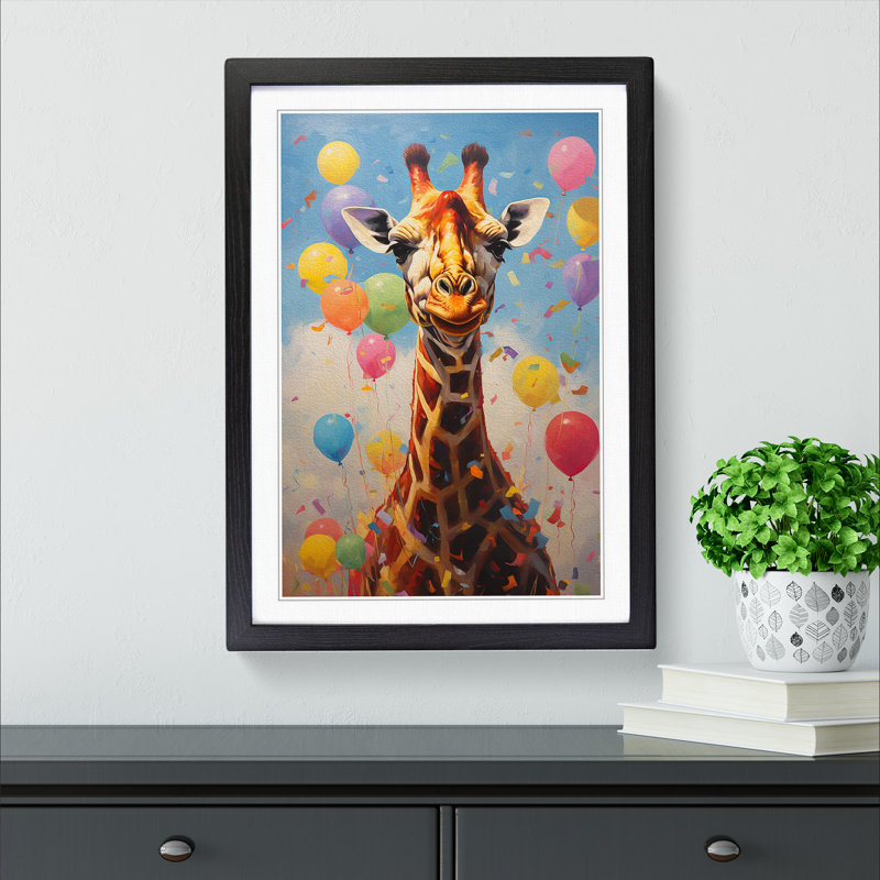 Giraffe Contemporary - Framed Print, Black, 34cm H x 25cm W x 2cm D