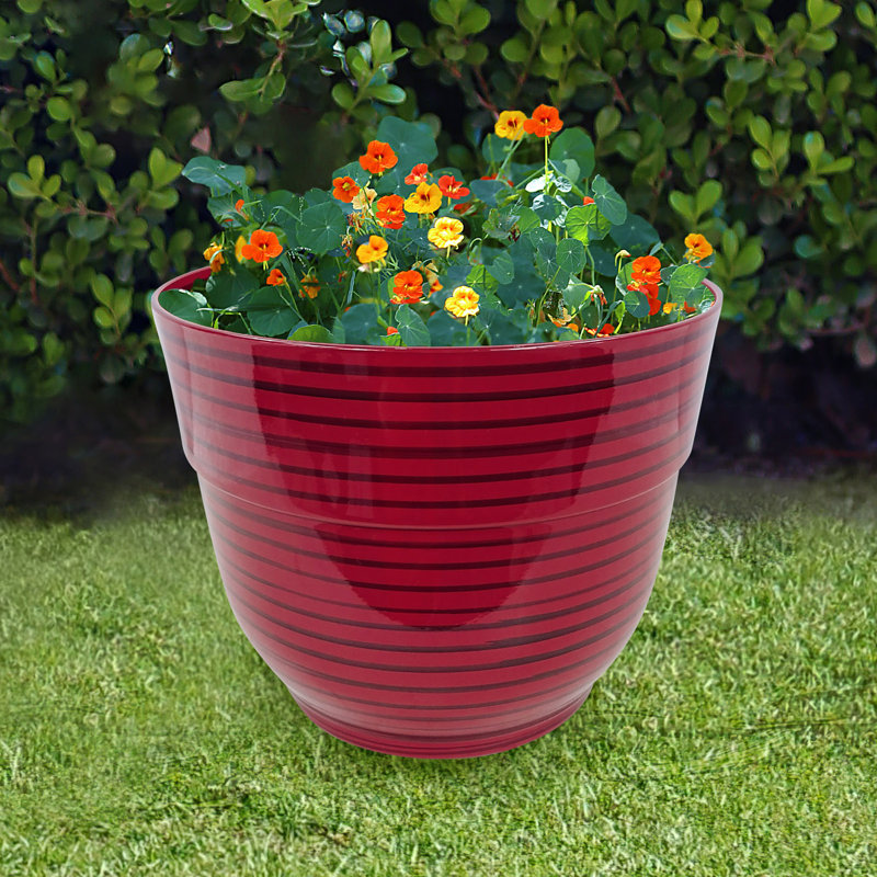 Jardinière ronde intérieure / extérieure, Rouge, H 11 po x l 13 po x P 13 po