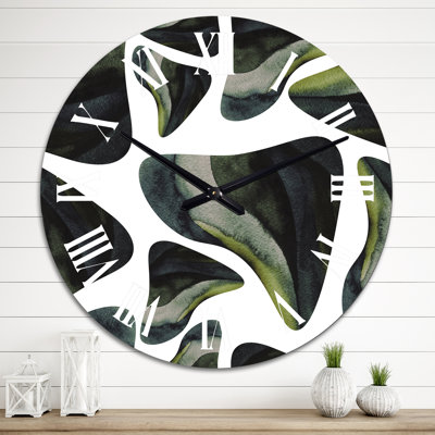 Abstract Dark Green Elements III - Modern Wall Clock