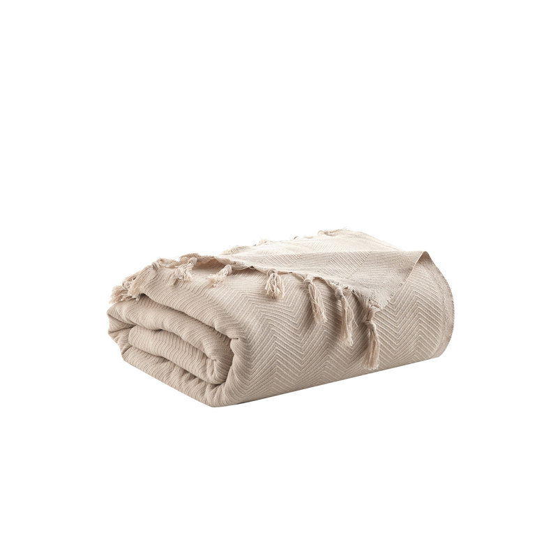 Double Pique Blanket, 70% Cotton & 30% Polyester, 79 x 91 inches | Soft & Durable, Machine Washable at 104°F | Elegant Beige Color, Perfect for Cozy Living Rooms & Bedrooms, Lightweight Yet Warm