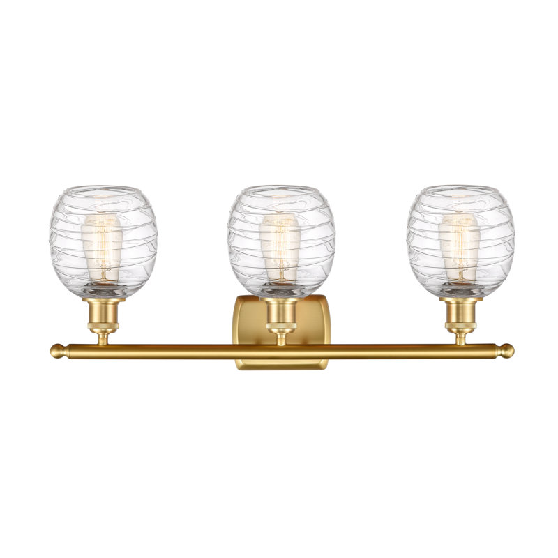 Carlucci 3 - Light Dimmable Vanity Light, 60 Watt Vintage Incandescent Bulb, Matte White, Satin Gold